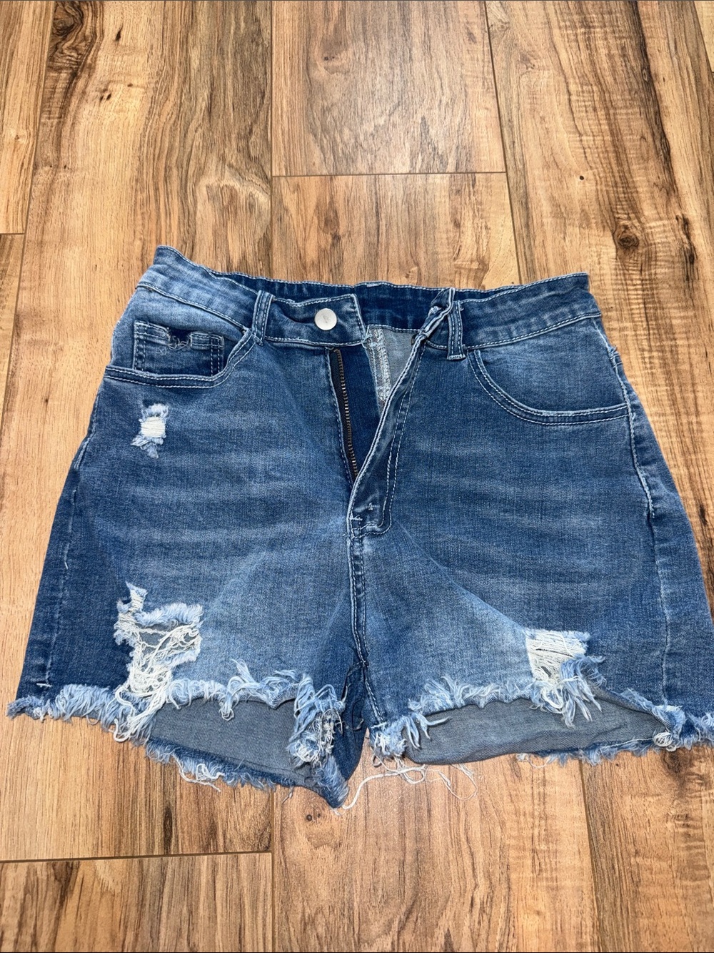 Denim Distressed Women's Shorts - Blue